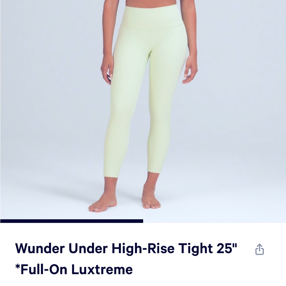 Lululemon Wunder Under Crop Leggings. 25”. Worn 3x. Mint green. Smoke/pet free